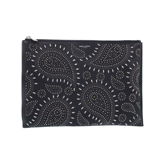 Saint Laurent Bag Holder Studded PARIS Clutch Paisley Tablet - Picture 1 of 8